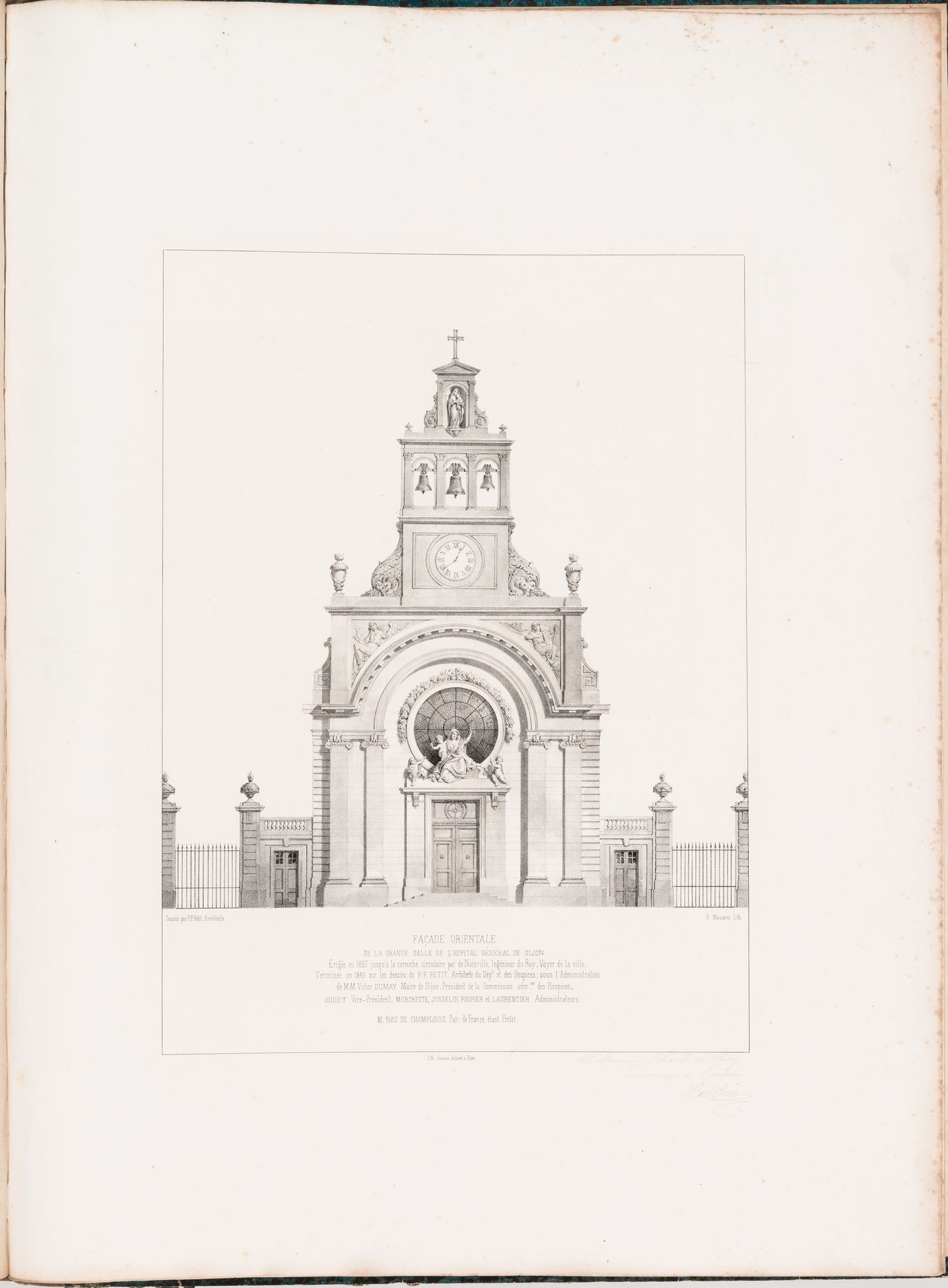 Hôpital général, Dijon: Elevation of the east entrance