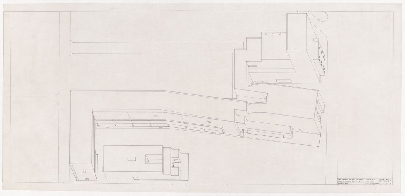 Axonometric view for Centro Cultural de Sines, Sines, Portugal