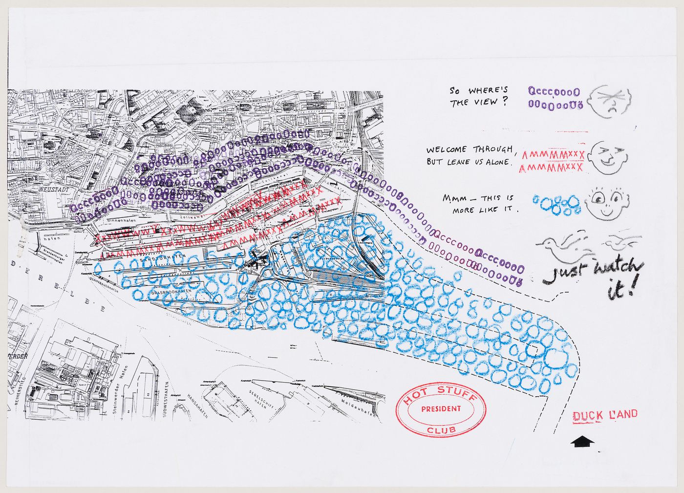 Duck Land: the plan in relation to assumed reactions of  its users/occupiers on completion