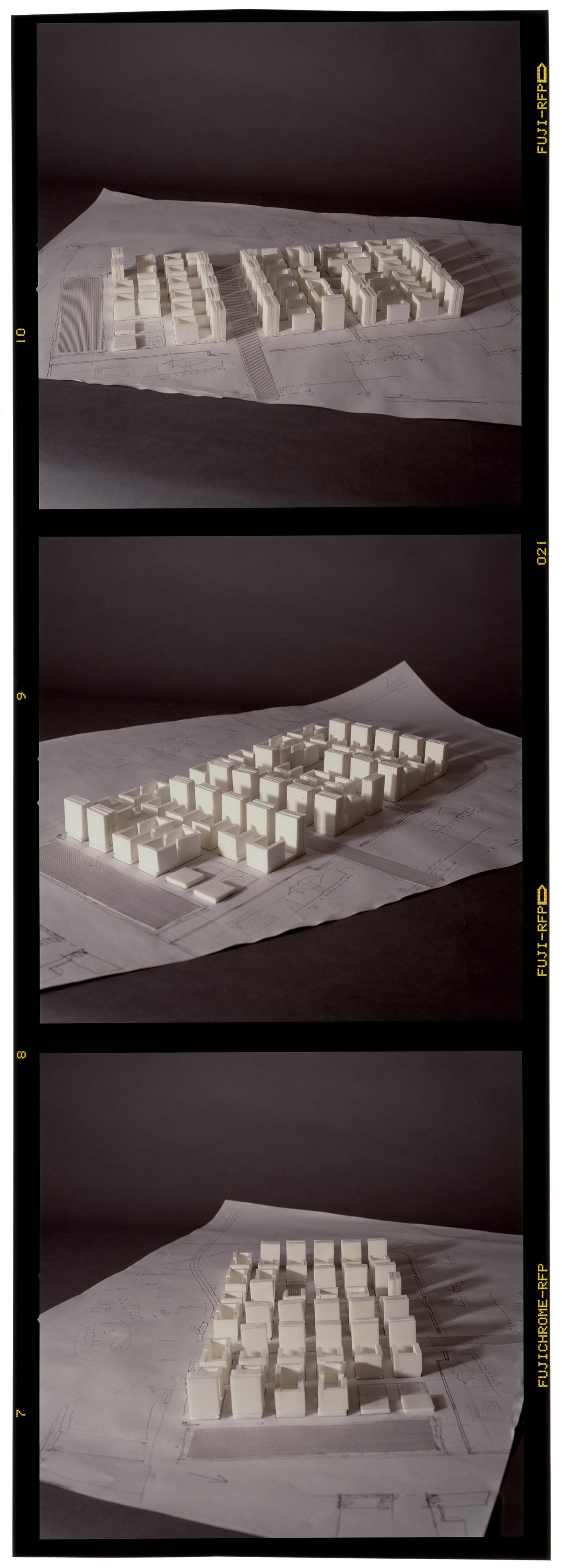 Views of model for Plano de Expansão da Cidade de Macau (Areia P. e Porto E.), Macau, China