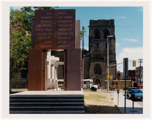 View of The Canadian Tribute to Human Rights with text in image, Ottawa, Ontario