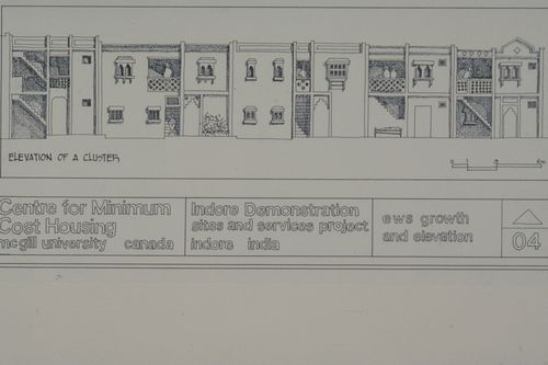 Elevations showing cluster of Economically Weaker Section (EWS) houses for the Aranya Housing Project, Indore, India