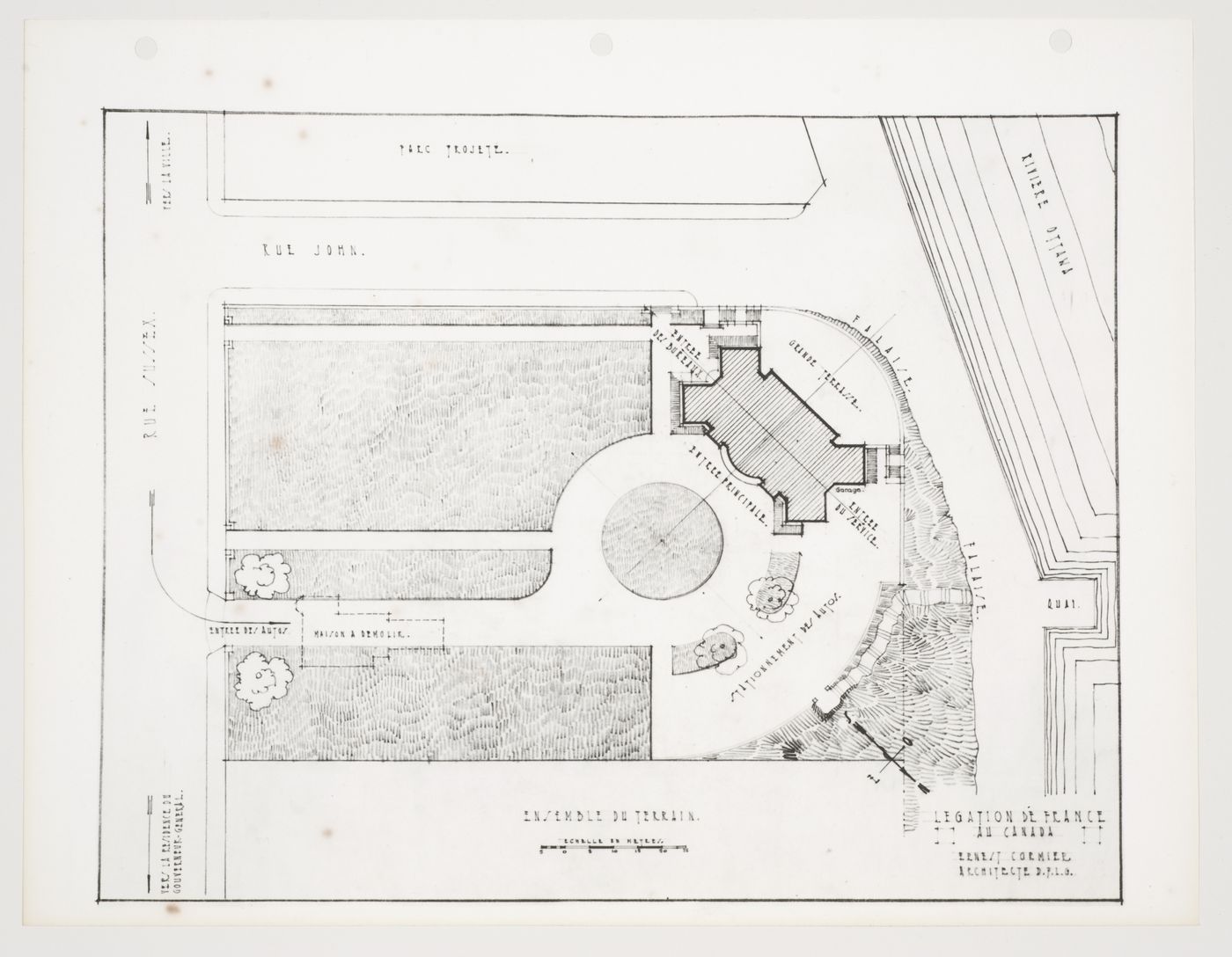 Plan de masse, Légation de France au Canada, Ottawa, Canada