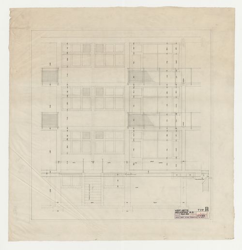 West elevation for a type B housing unit, Hellerhof Housing Estate, Frankfurt am Main, Germany