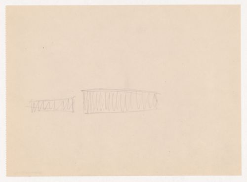 Interior perspective sketch for Museum for a Small City, probably for the auditorium walls