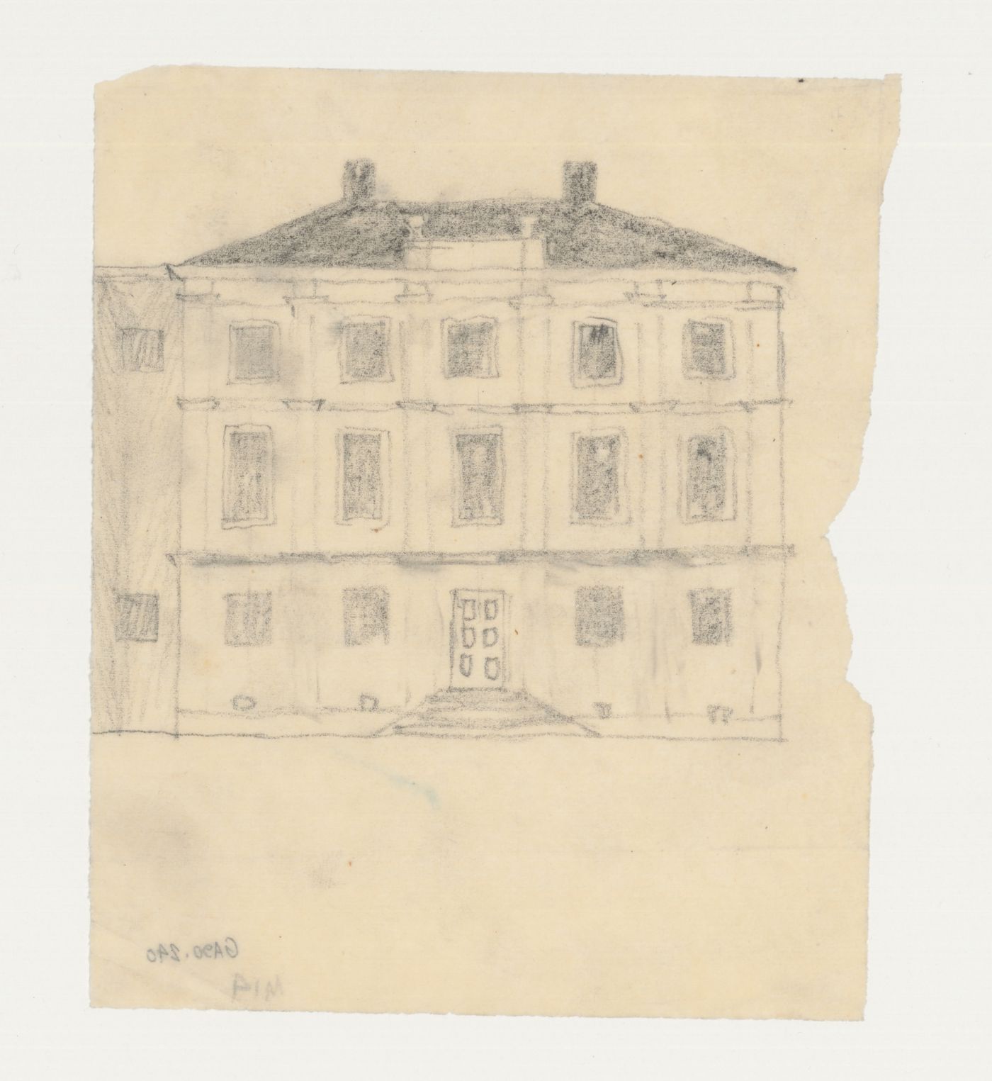 Sketch elevation for the principal façade for the 1918-1925 design for the Göteburgs rådhusets tillbyggnad [courthouse annex], Göteborg, Sweden