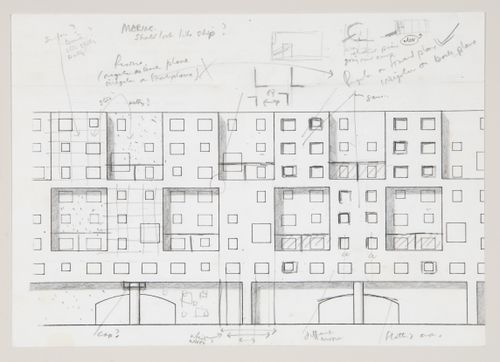 Housing, Müller Pier, Rotterdam, Netherlands: annotated elevation