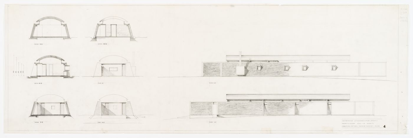 Elevations and sections for Casa Tabanelli, Stintino, Italy