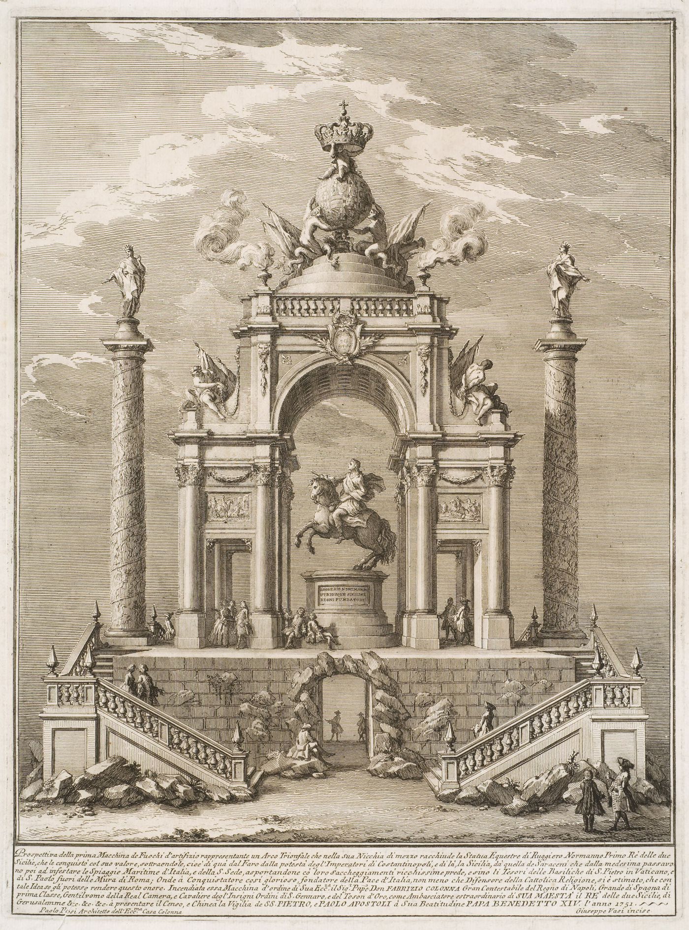 Etching of Posi's design for the "prima macchina" of 1751