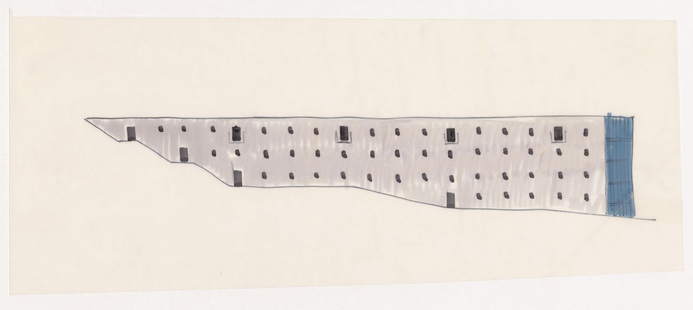 Sketch elevation for Casa dello studente, Trieste, Italy