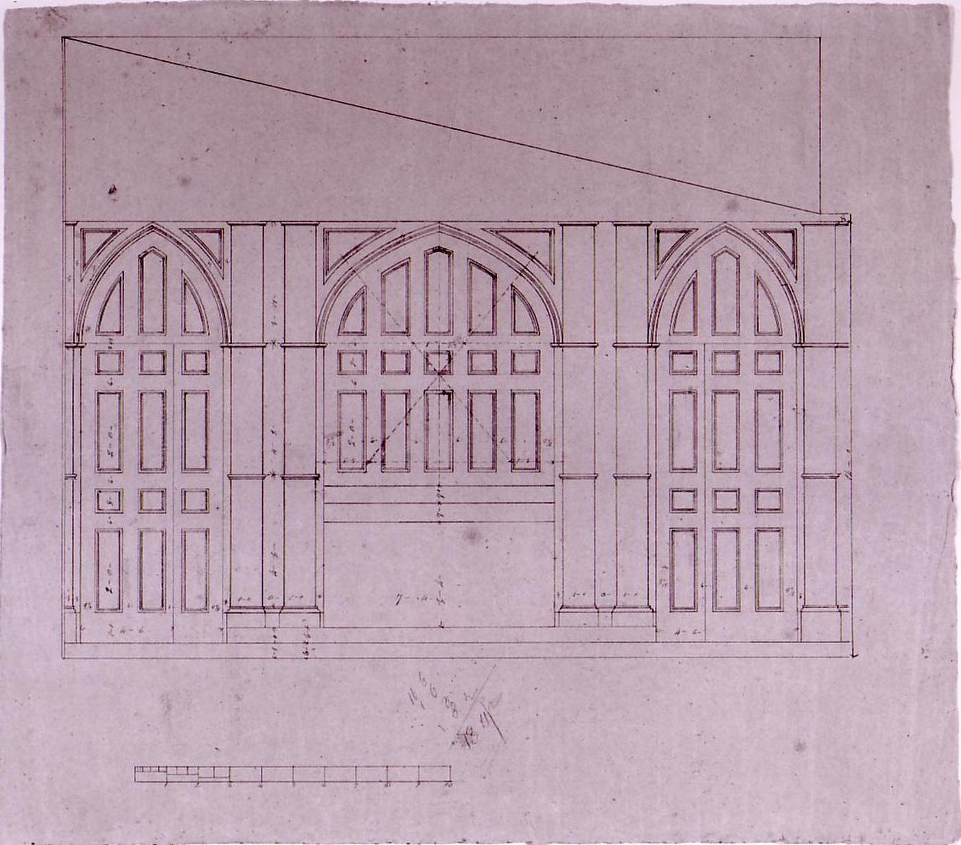 Elevation for side chapel [?] doors for Notre-Dame de Montréal