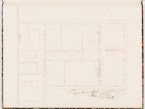 Second floor plan for the "pavillon sud", Hôtel Sauvage, Paris