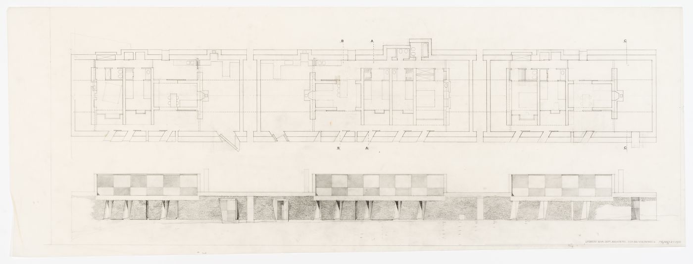 Preliminary plan and elevation for Case di Palma, Stintino, Italy