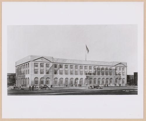 Photograph of a perspective drawing for or of the Providence Journal Building, Providence, Rhode Island
