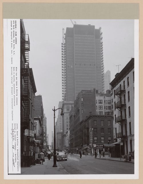 Seagram building under construction, 375 Park avenue, New York, N.Y., west view