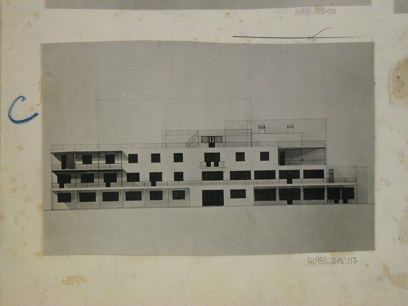 View of an elevation drawing for a club, U.S.S.R. (now Russia)