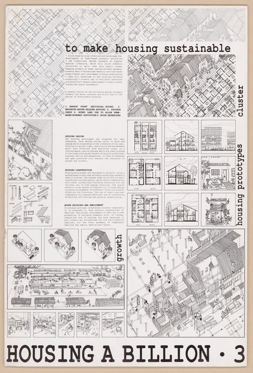Presentation panel for Sichuan housing project and the publication "Housing a Billion: Urban Upgrading: Design Ideals for Rural China"