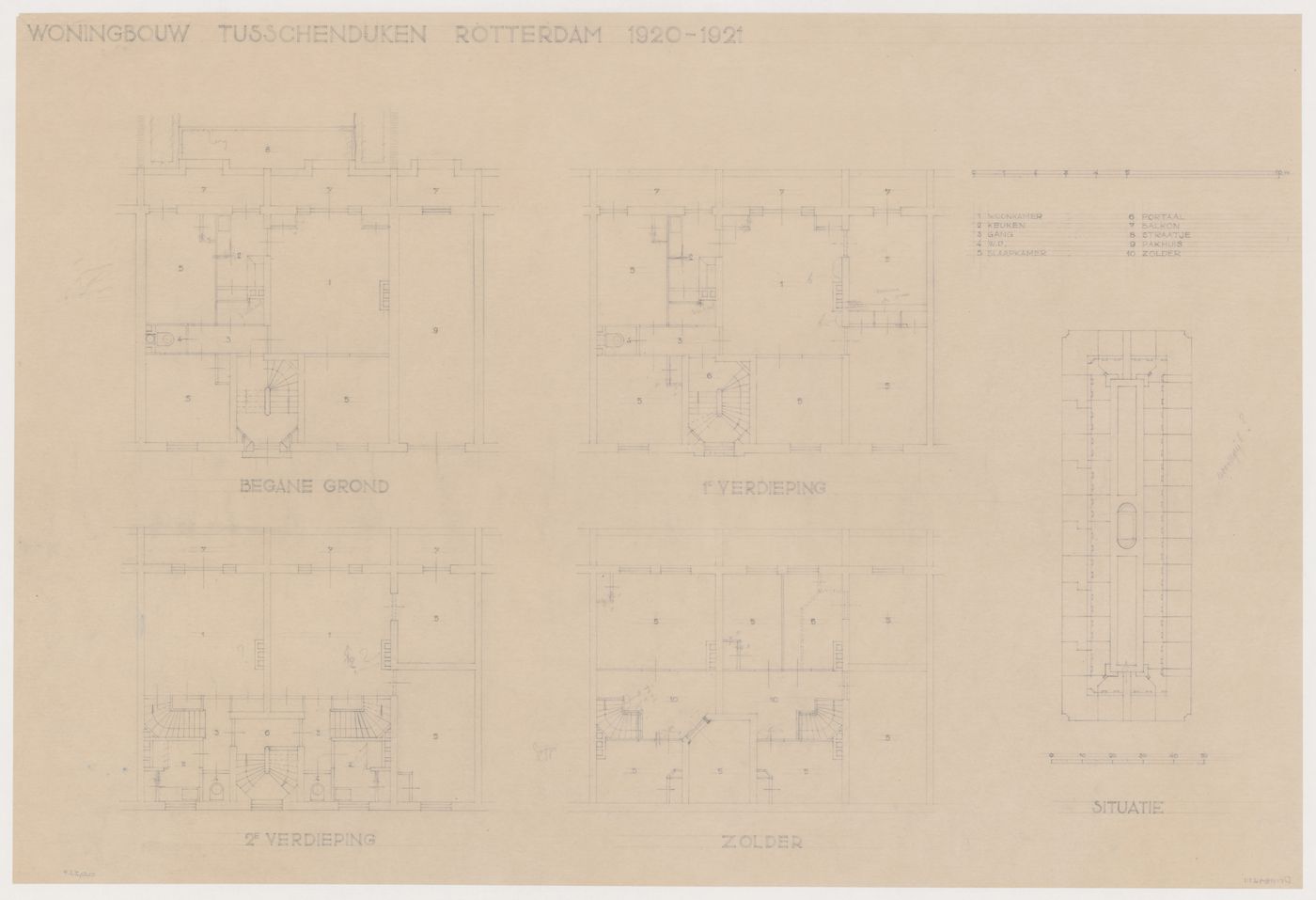 Site plan and plans for Tusschendijken Housing Estate, Rotterdam, Netherlands