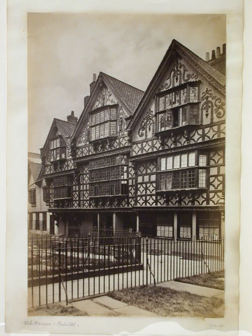 Row houses with Elizabethan style decorative wood trim, Bristol, England
