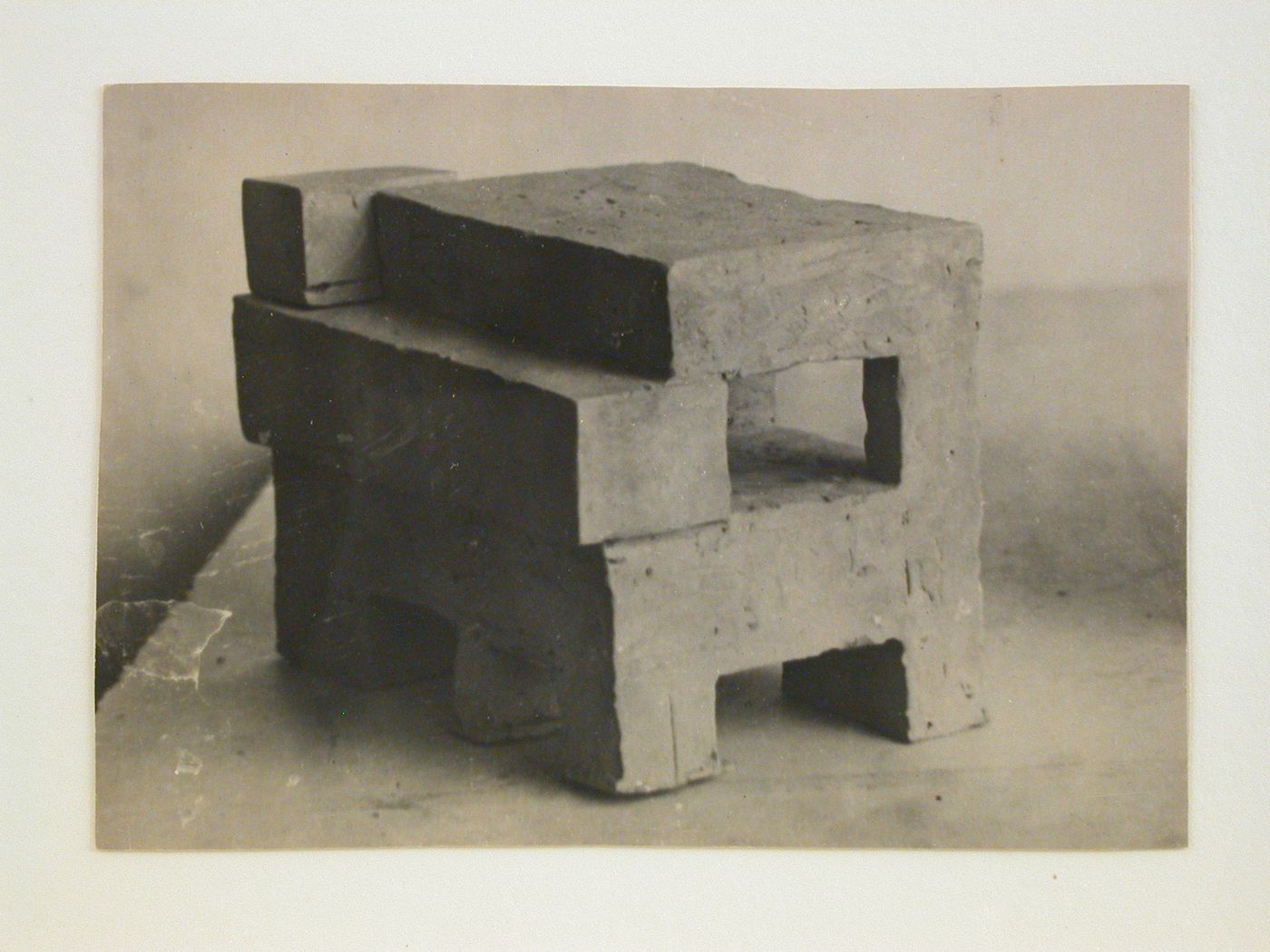 Photograph of a student model on the topic "Combination of Simple Geometric Forms" for the "Volume" course at the Vasi (Higher Institute for Architecture and Construction), Moscow