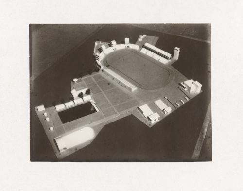 Photograph of a student model by A. Bunin for the project "Sports Park Complex (Garden of Soviet Trade Employees)" for an unidentified course at the Vkhutein (Moscow Higher Technical Institute), Moscow