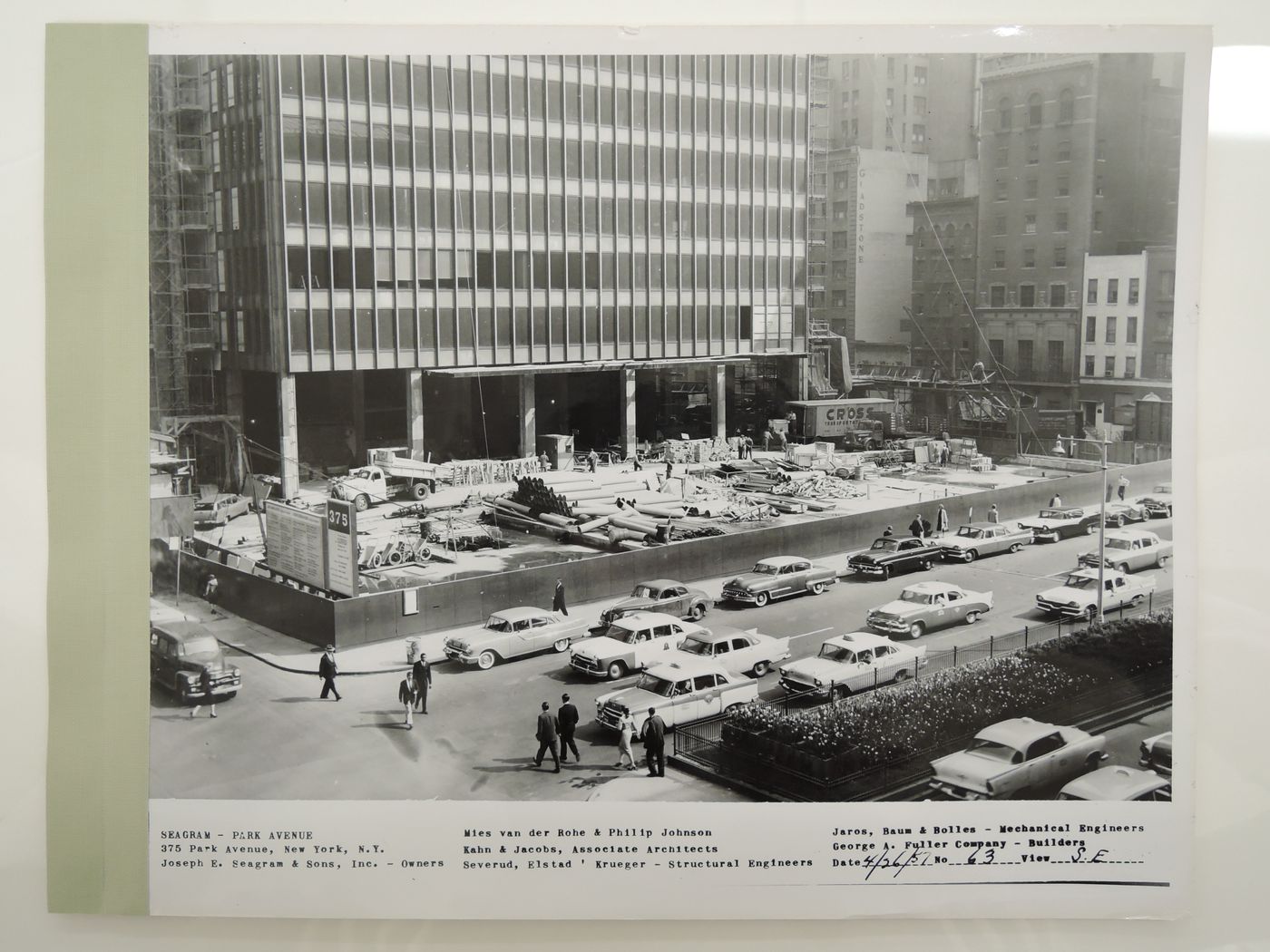 Seagram building under construction, 375 Park avenue, New York, N.Y., south-east view