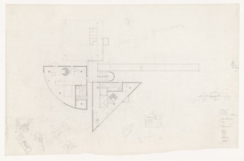 Plan with sketches and notes for 1/4 House D
