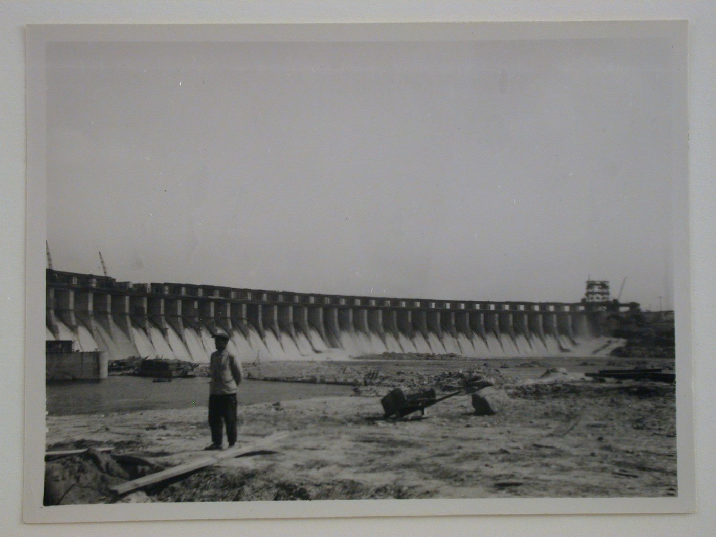 View of Dnieper Hydroelectric Power Station dam, Zaporozhe, Soviet Union (now in Ukraine)