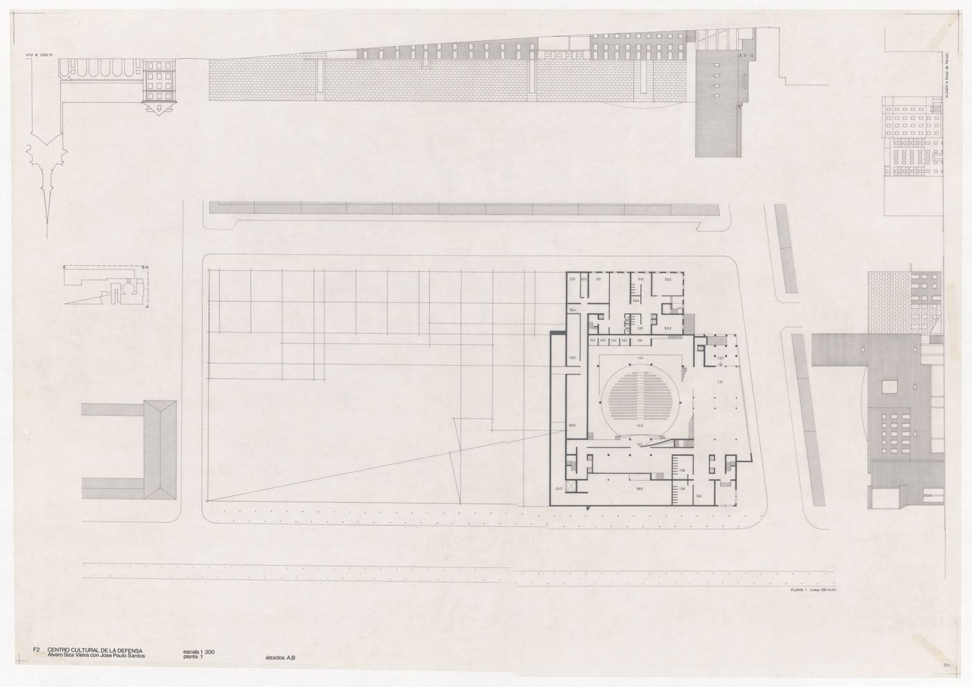 Plans and elevations for Centro Cultural de la Defensa - 1º Fase - 2º Fase, Madrid, Spain