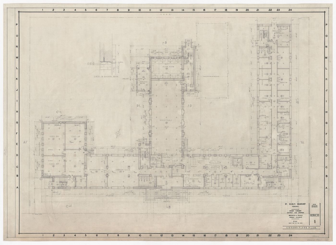 Plan du rez-de-chaussée pour Saint-Basil's Seminary, Toronto, Ontario
