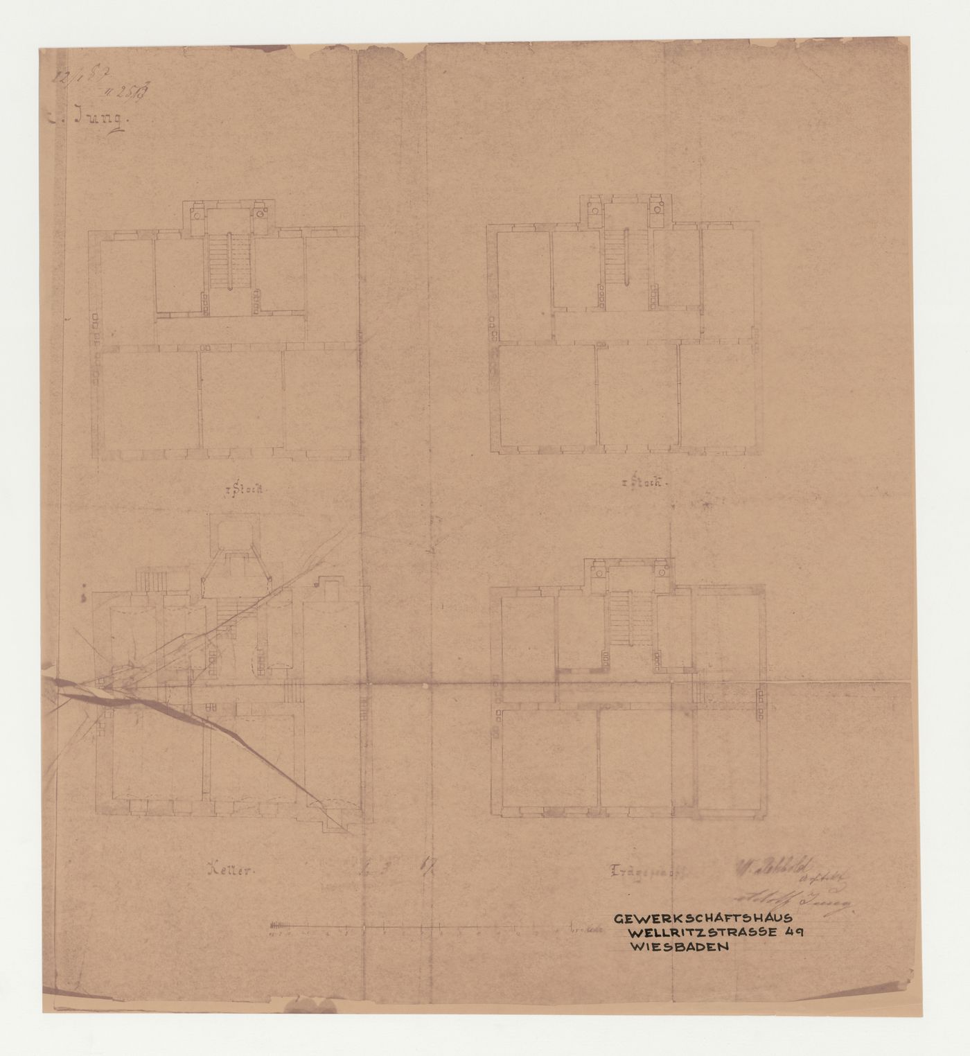 Plans, possibly for alterations and additions for a trade union corporate headquarters, Wiesbaden, Germany