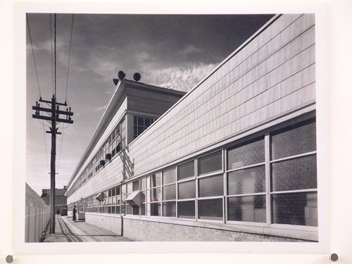 View of the lateral façade of the Service Building, Consolidated Aircraft Corporation Assembly Plant, New Orleans, Louisiana