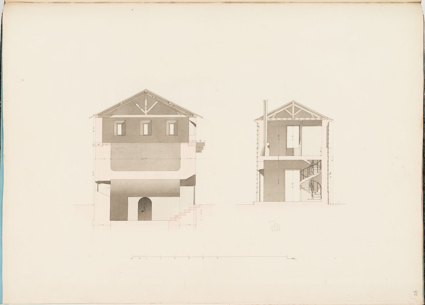 Cross sections, probably for a reservoir, Parc de Clichy