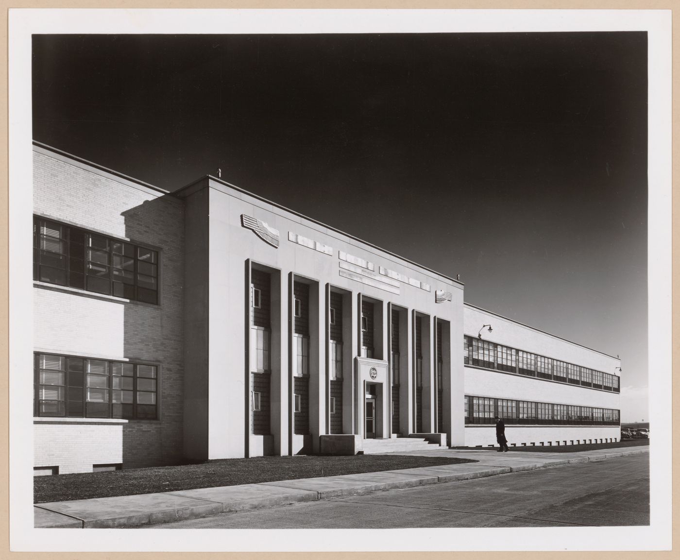 View of the principal façade of the Administration Building, Curtiss-Wright Corporation Airplane Division St. Louis Assembly Plant, Robertson, Missouri