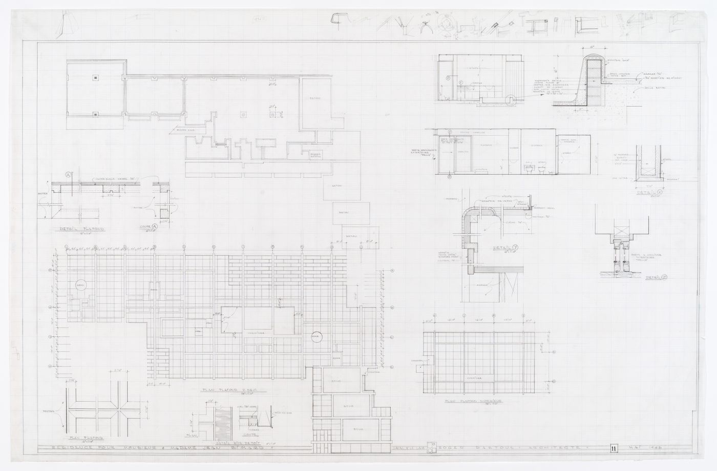 Plan de plafonds, élévations et détails pour Résidence Jean Simard, Laval-sur-le-Lac, Québec