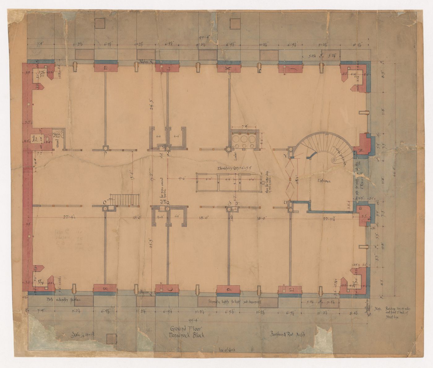 Monadnock Block, Chicago: Ground floor plan