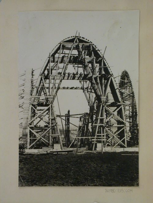 View of the Central Palace for the Exhibition of Contemporary Culture under construction, Brno, Czechoslovakia (now Czech Republic)