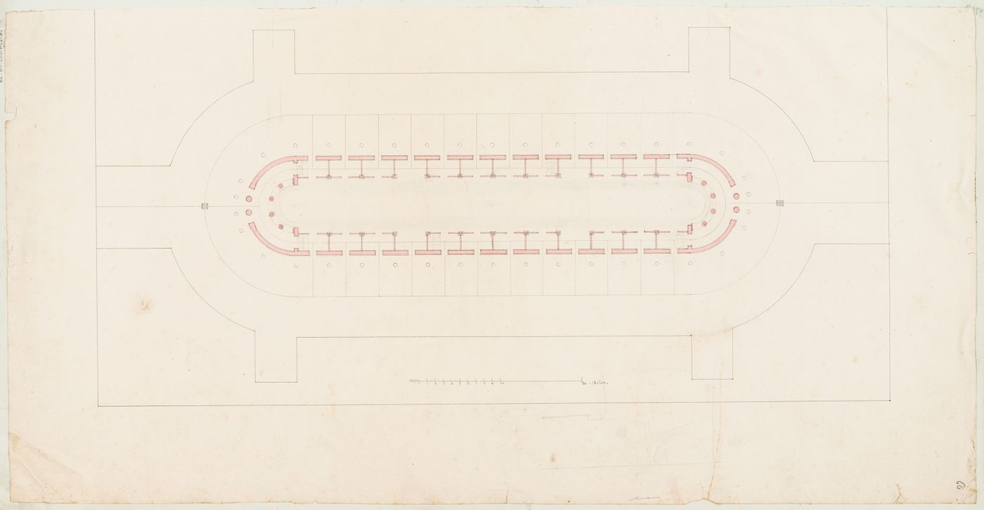 Plan for the central building for an "entrepôt de vins" (alternate design)