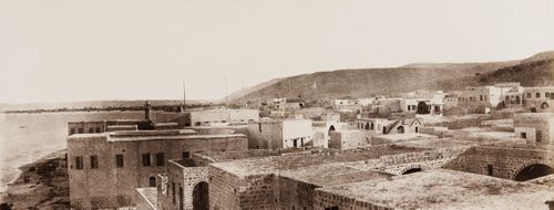View of Haifa from the west showing the waterfront, Ottoman Empire (now in Israel)