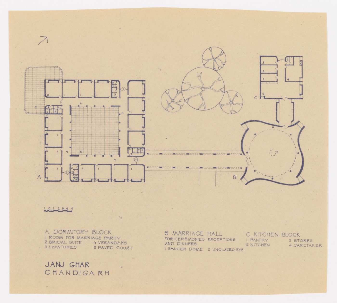 Floor plan for the Janj Ghar in sector 23 in Chandigarh, India