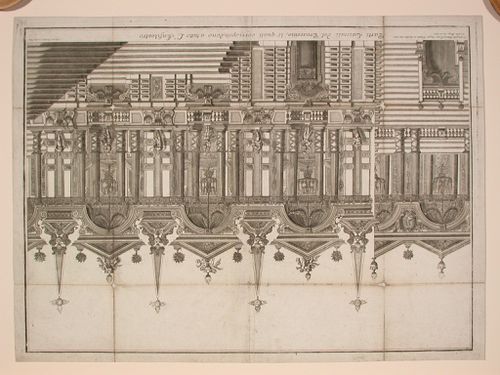 Elevation of the proscenium of a theatre, for a performance of the play "Costanza e Fortezza"