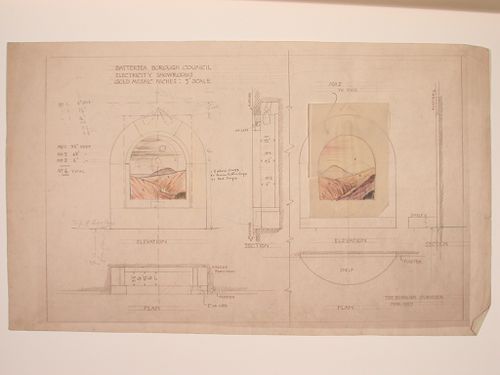 Elevations for onyx niches for showrooms, Electric House, Battersea Borough