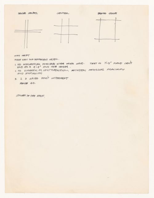 Notes with diagrams for House VI, Cornwall, Connecticut