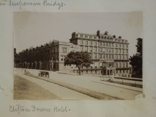 Clifton Downs Hotel view of facade and boulevard, Bristol and environs, England