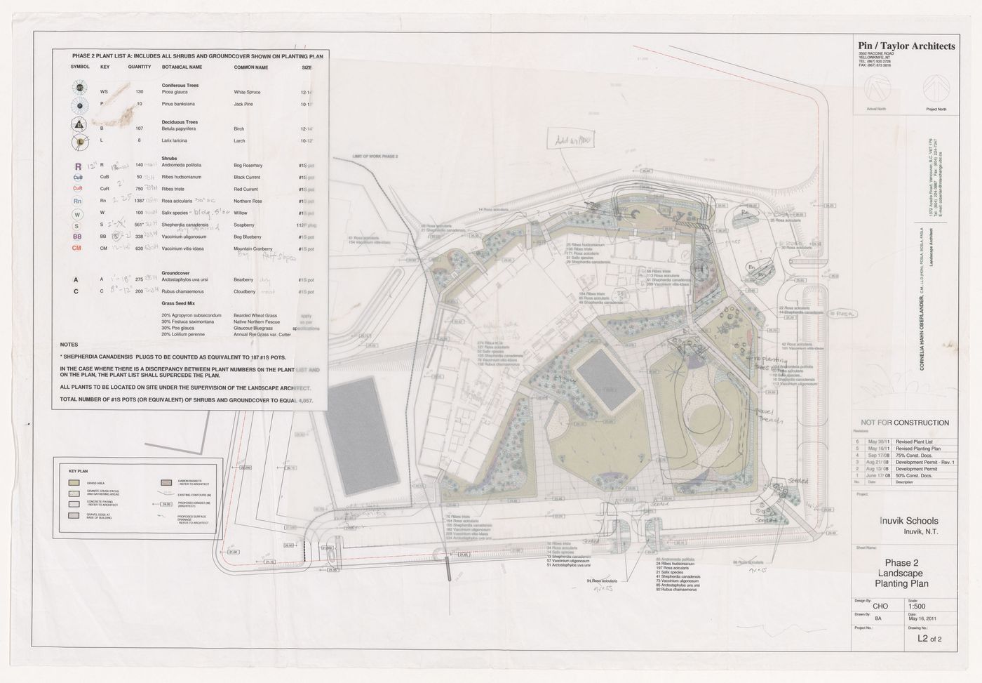 Planting plan for Inuvik School, Inuvik, Northwest Territories