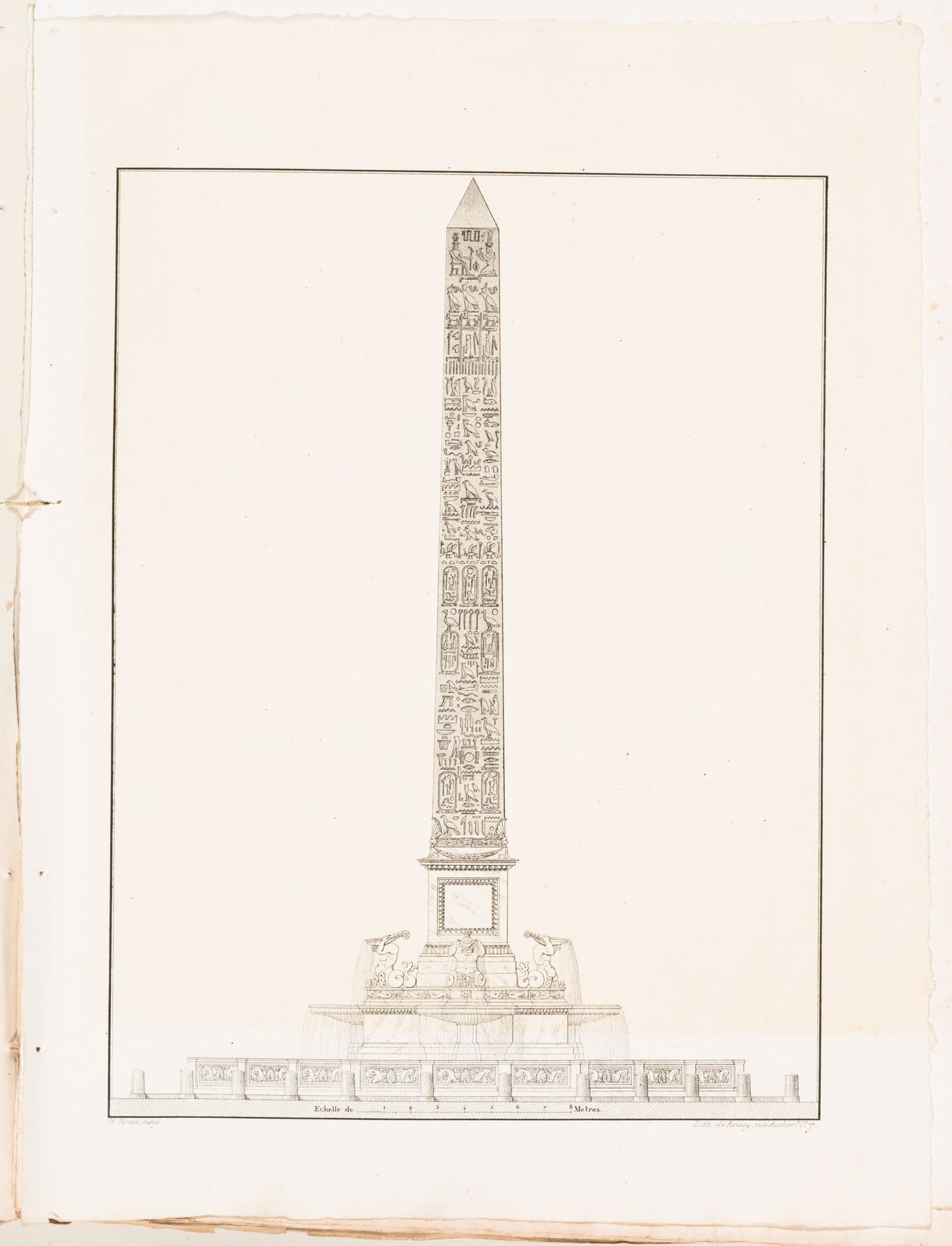 Elevation for a fountain surmounted by an obelisk