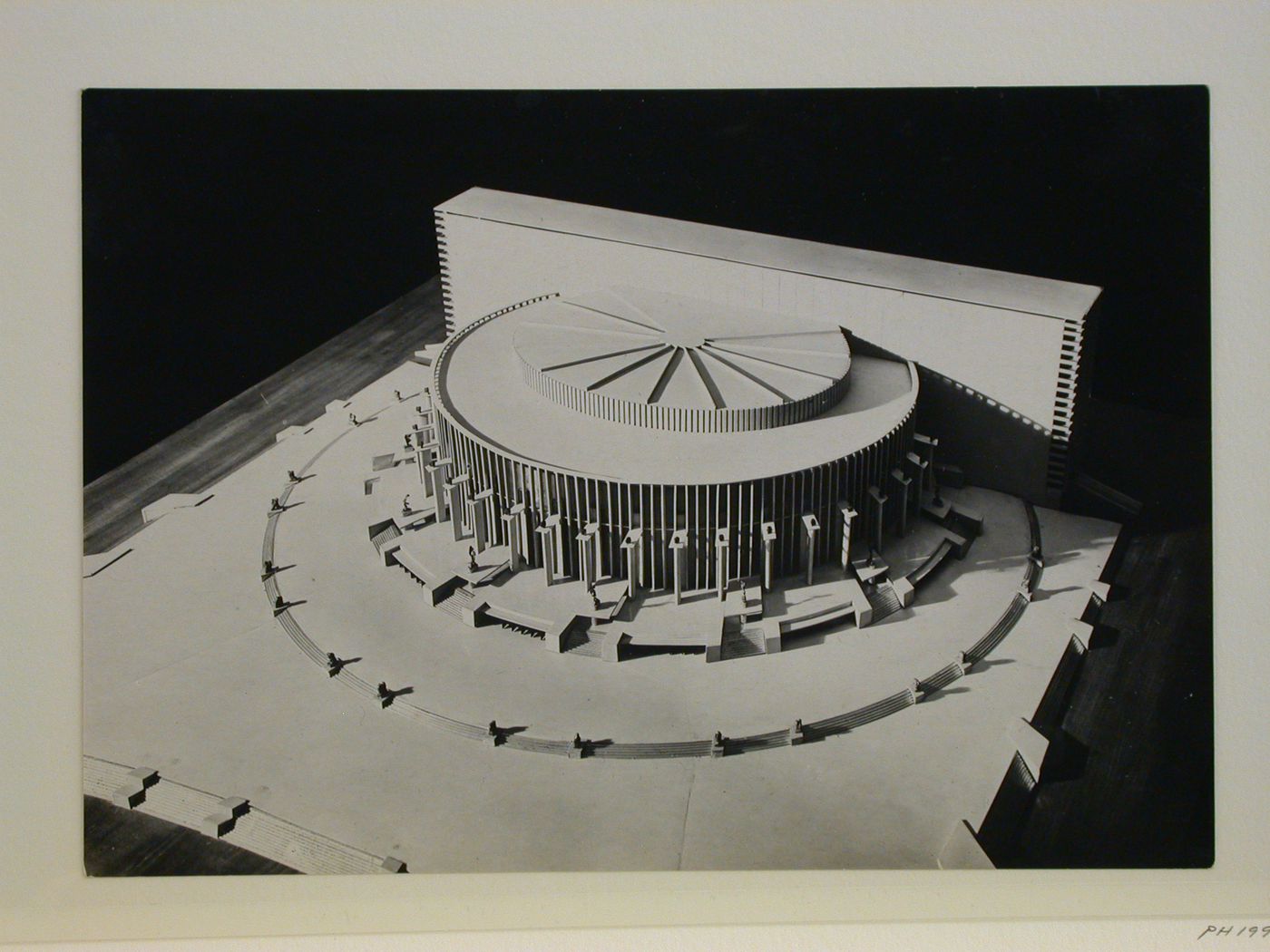 Photograph of a model for the final round of competition for a "synthetic theater" in Sverdlovsk, Soviet Union (now Ekaterinburg, Russia)