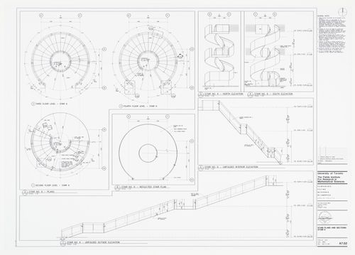 Stair plans and sections for The Fields Institute for Research in Mathematical Sciences, University of Toronto