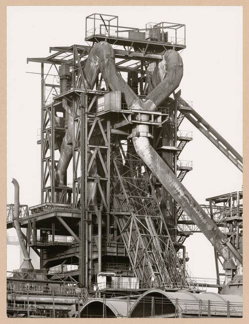 View of a blast furnace head of Sacilor-Sollac steel mill, Rombas, Lorraine, France