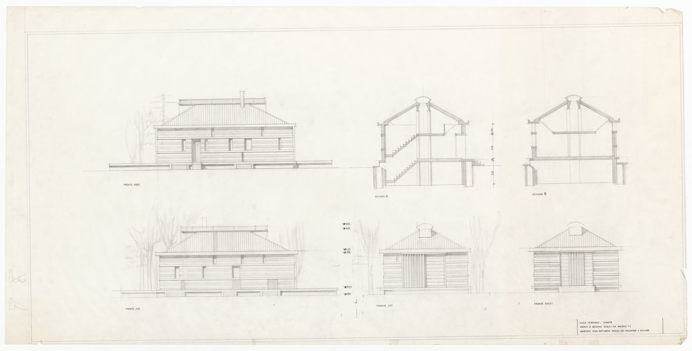 Elevations and sections for Casa per vacanze Ferrario, Osmate, Italy